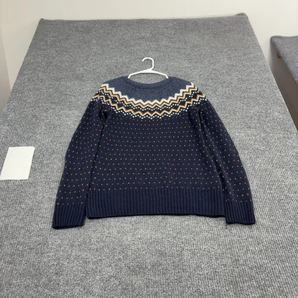 Fjallraven Sweater Womens M Blue Wool Fair Isle Elbow Patches Gorpcore Nordic